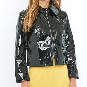 Urban‎ Outfitters x Cheap Monday Prize Black Patent Faux Leather Jacket — Size M